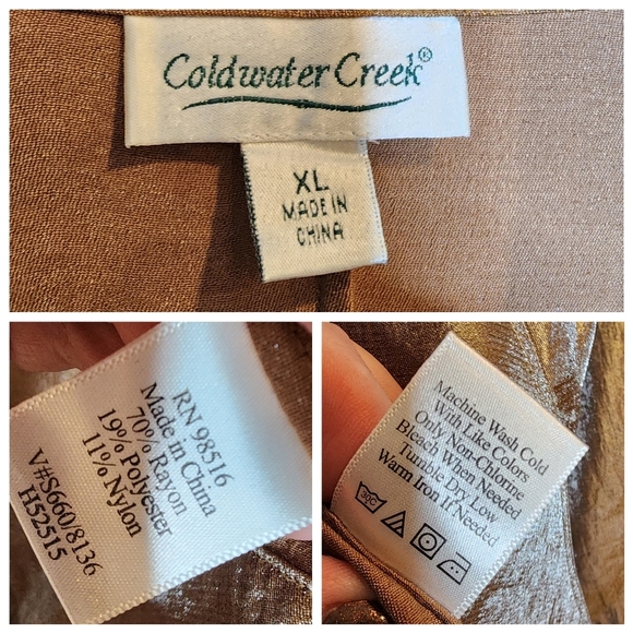 Coldwater Creek wrap shimmery Copper bronze blouse. Women's size XL - Picture 3 of 15
